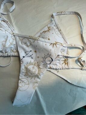 Celestial Print White & Gold Bikini Set